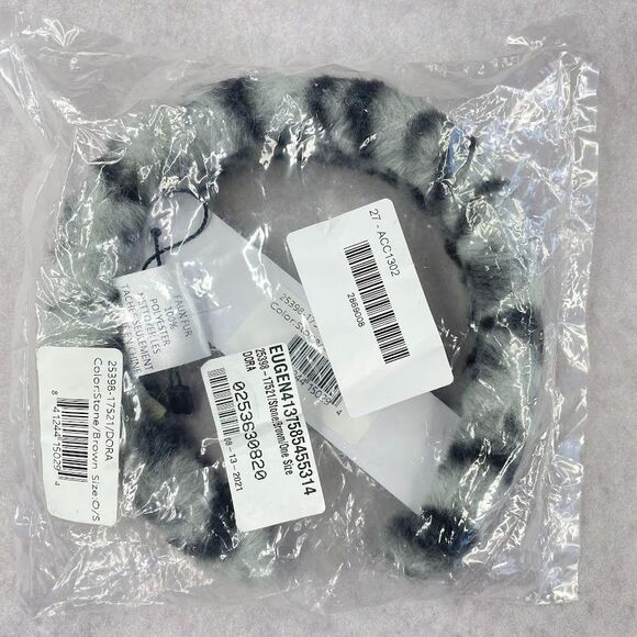 EUGENIA KIM Dora Faux Fur Headband Gray Leopard Womens Fake Fur Hair Band OS - Picture 8 of 10